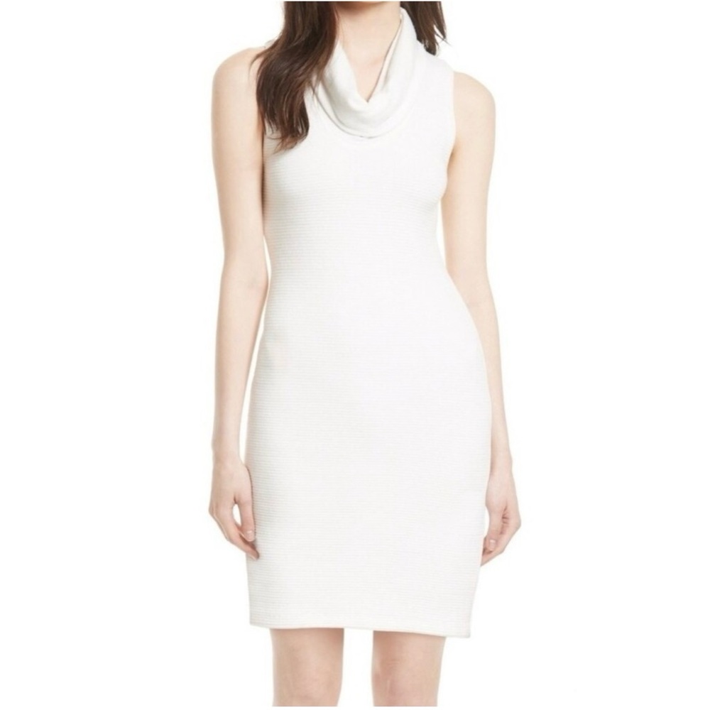 Alice + Olivia Cream Cowl Neck Sleeveless Sweater Dress Size Large NEW